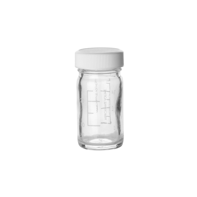 Clear Graduated Glass Bottles with White Polypropylene Caps