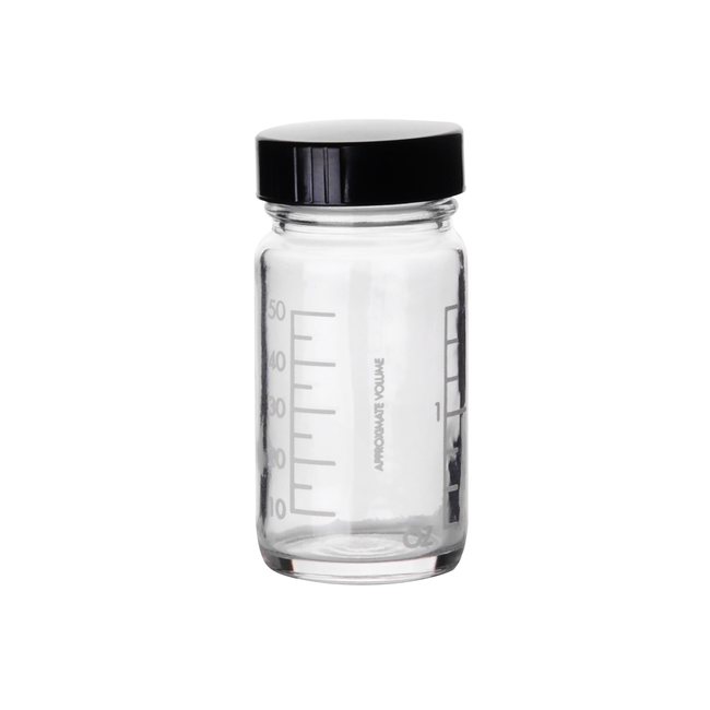 Clear Graduated Glass Bottles with Black Phenolic Caps