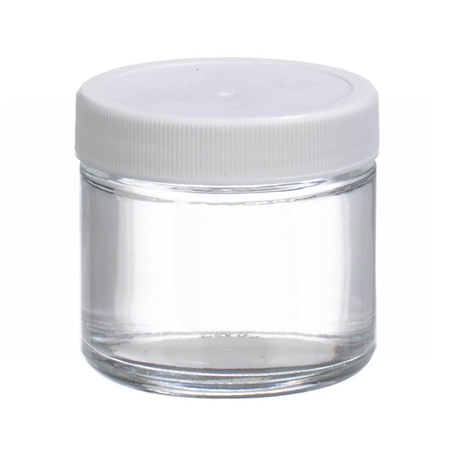 Clear Straight Sided Glass Jars with White Polypropylene Caps