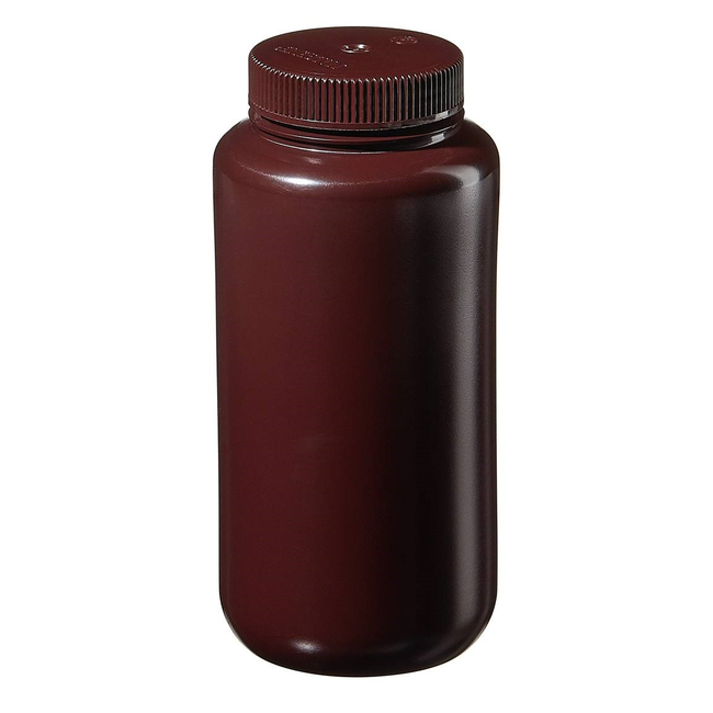 Nalgene&trade; Wide-Mouth Lab Quality Amber HDPE Bottles