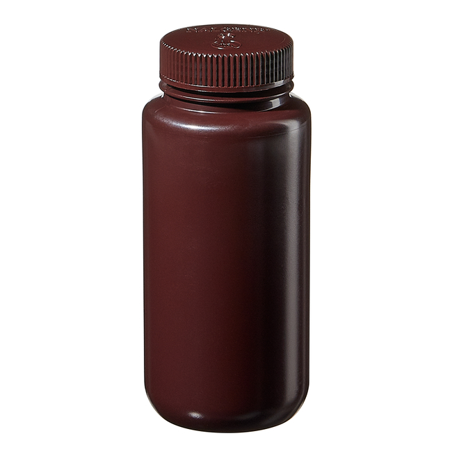 Nalgene&trade; Wide-Mouth Amber HDPE Economy Bottles with Closure