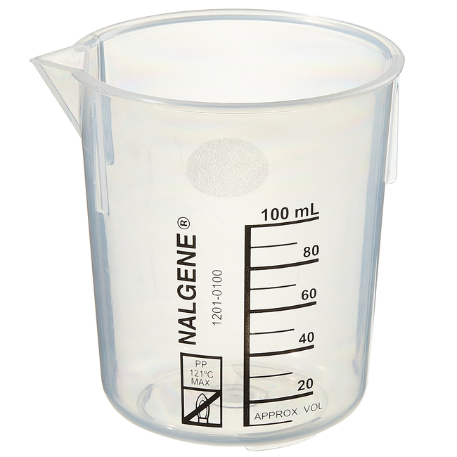 Nalgene&trade; Polypropylene Griffin Low-Form Beakers, 100mL, 100mL