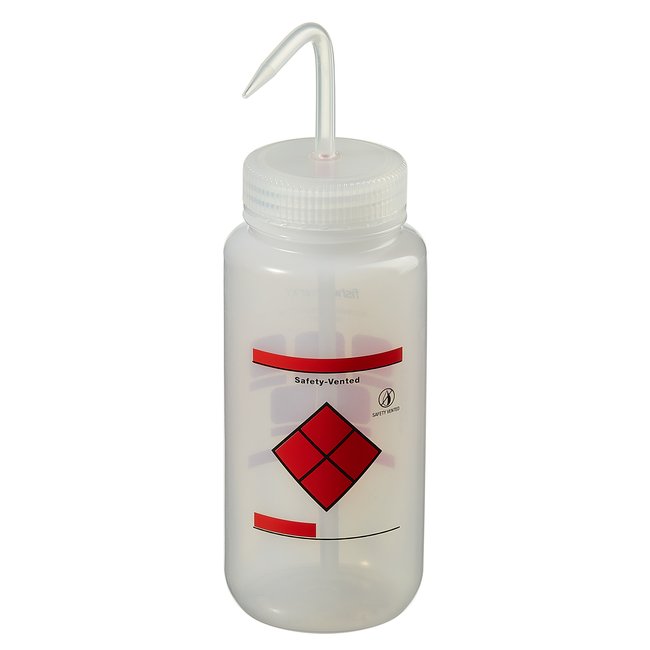 Solvent-Vented&trade; and Safety-Labeled Wash Bottles