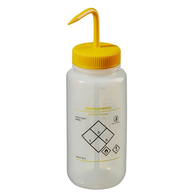 Solvent-Vented&trade; and Safety-Labeled Wash Bottles