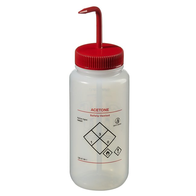 Solvent-Vented&trade; and Safety-Labeled Wash Bottles