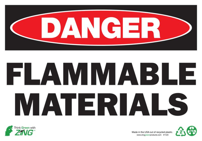 Eco Safety Sign, DANGER Flammable Materials