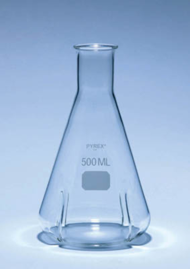 Pyrex&trade; Borosilicate Glass Baffled Erlenmeyer Flasks