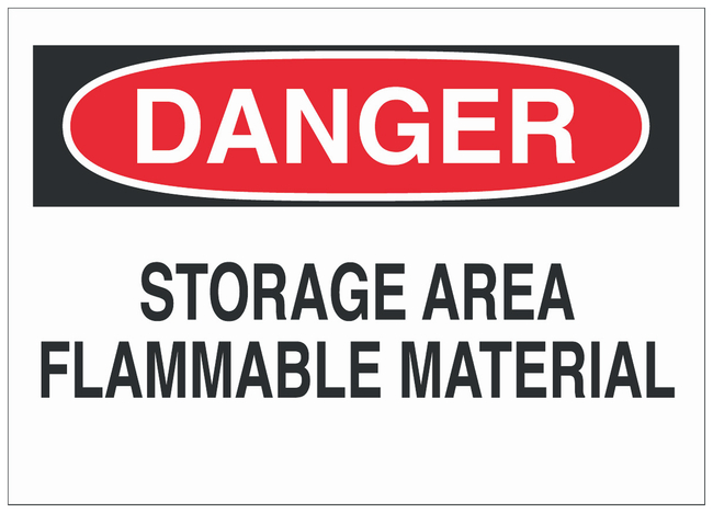 Polyester Adhesive Warning Sign: STORAGE AREA FLAMMABLE MATERIAL