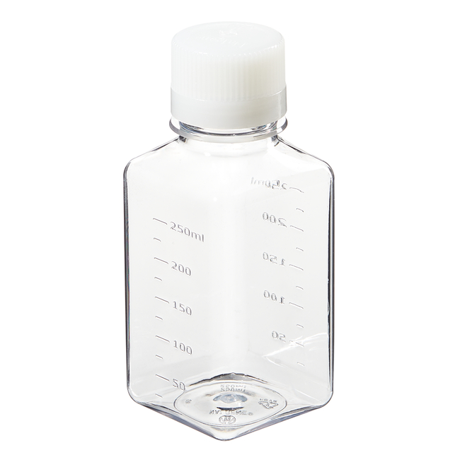 Nalgene&trade; Square PET Media Bottles with Closure: Sterile, Shrink-Wrapped Trays