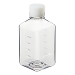 Nalgene&trade; Square PET Media Bottles with Closure: Sterile, Shrink-Wrapped Trays