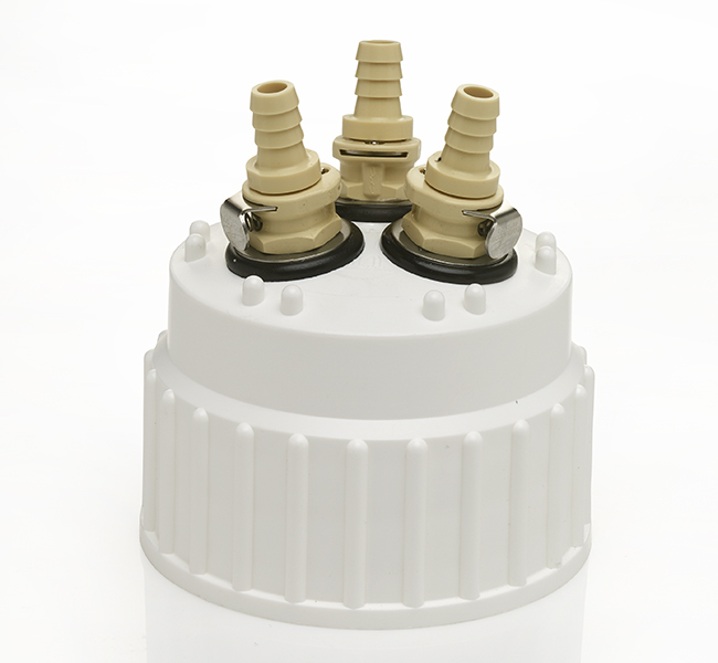 Nalgene&trade; Polypropylene, TPE Gasket, Closure, 83B, 3 port, 3/8 inch