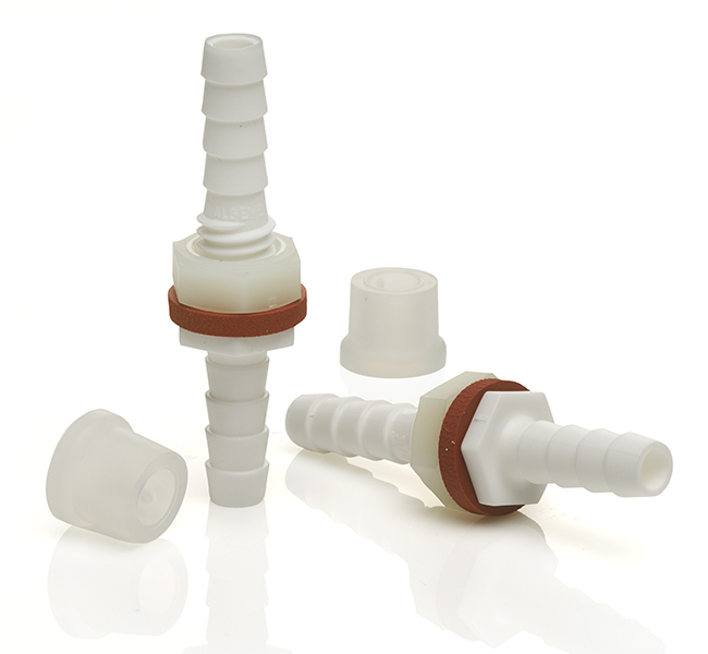 Nalgene&trade; Polypropylene, Barbed Bulkhead Fittings, 6.5 mm