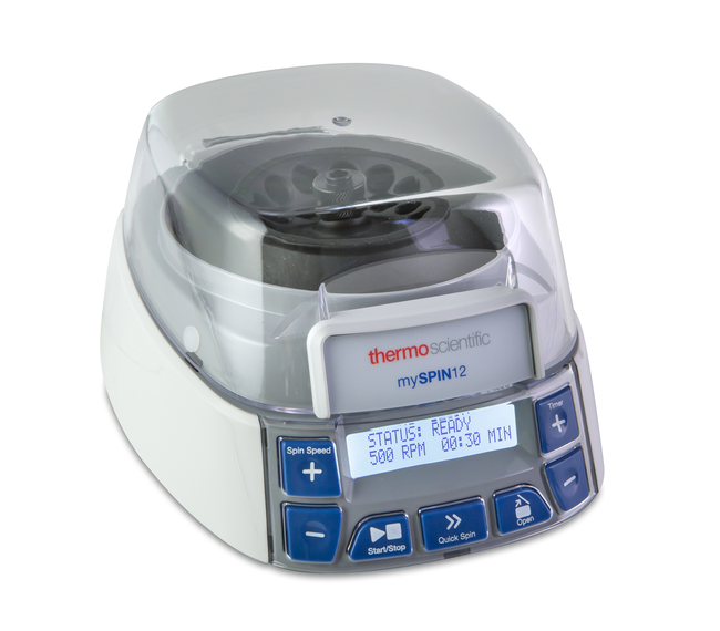 mySPIN 12 Mini Centrifuge with two Rotors, Storage Case, Adapters, Universal Power Adapter
